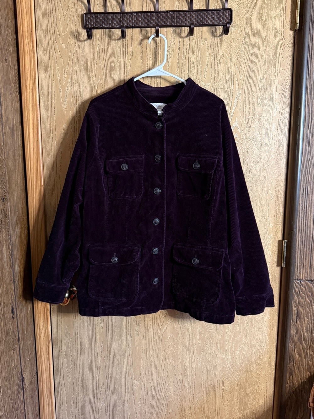 CJ Banks Purple Corduroy Jacket Size 2X Plus Size Utility Fall Jacket Pockets